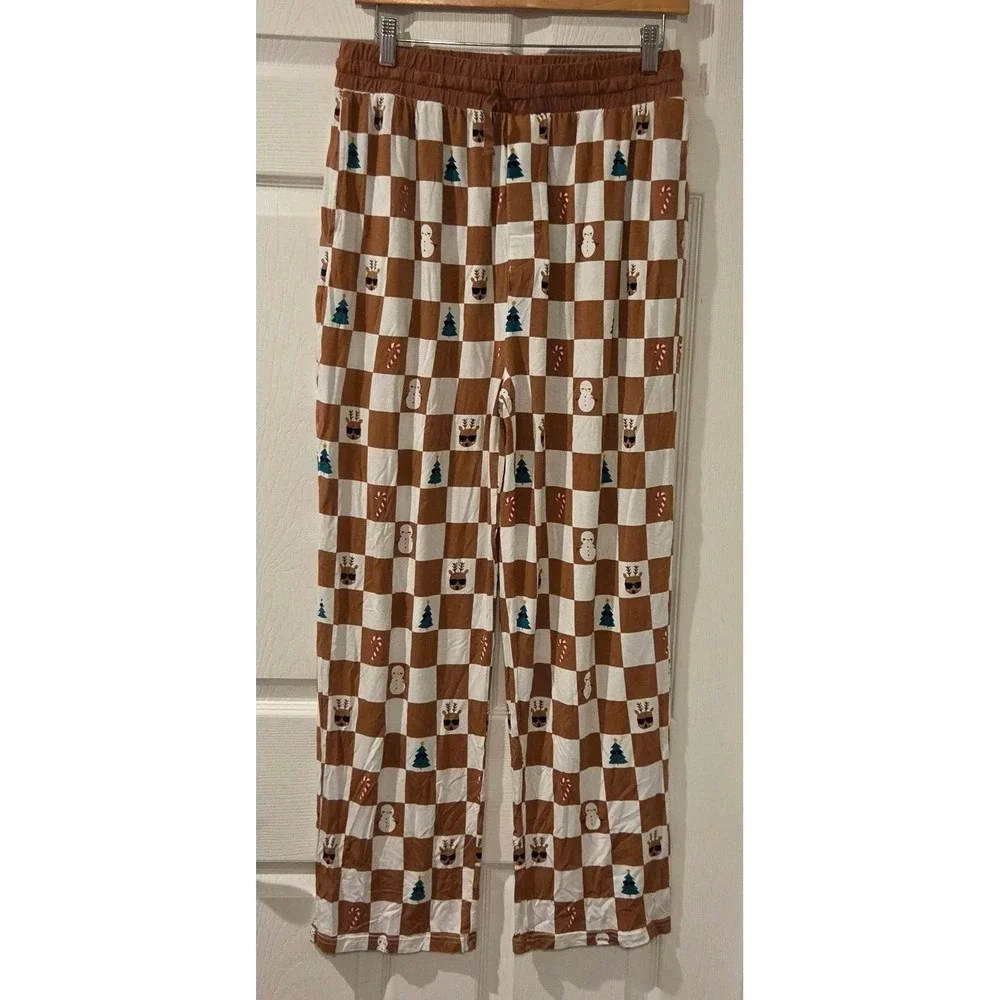 Little Sleepies Men's Large Christmas Pajama Pants Bamboo Checkered Holiday